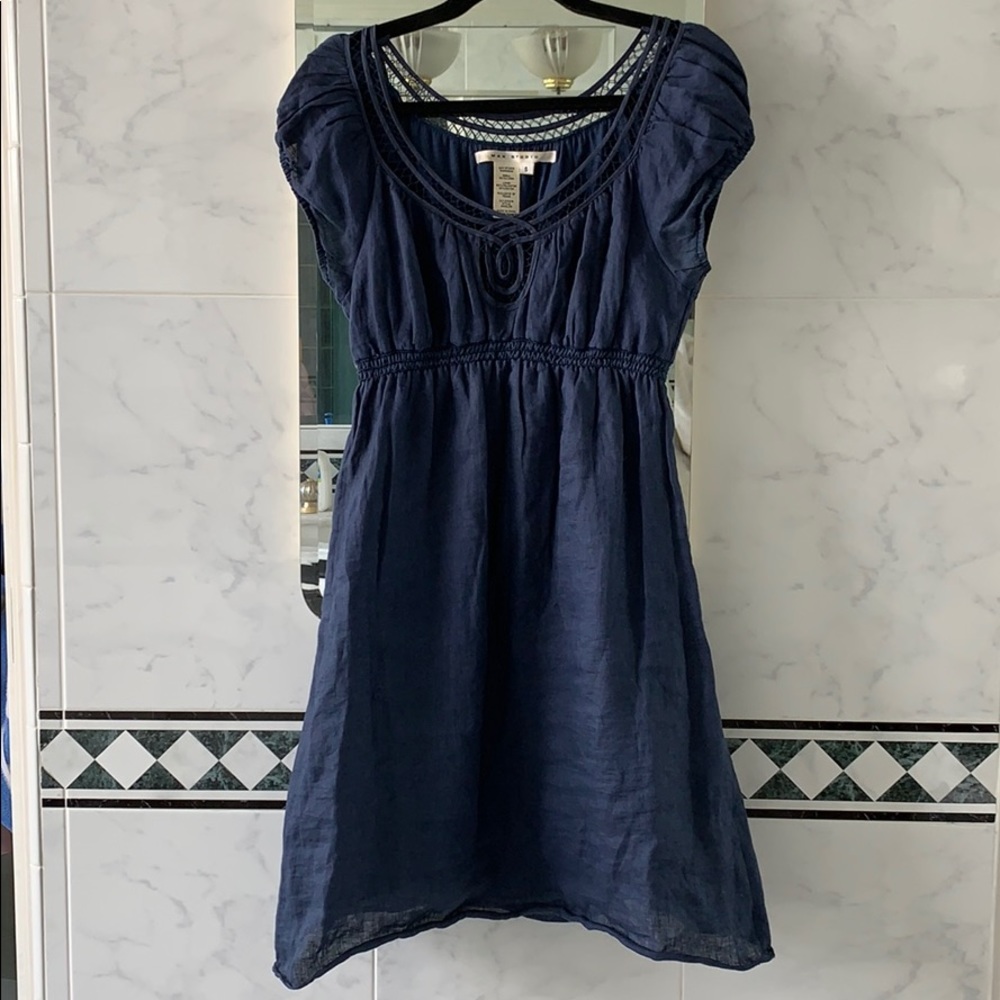 Max Studio Navy Linen Dress S